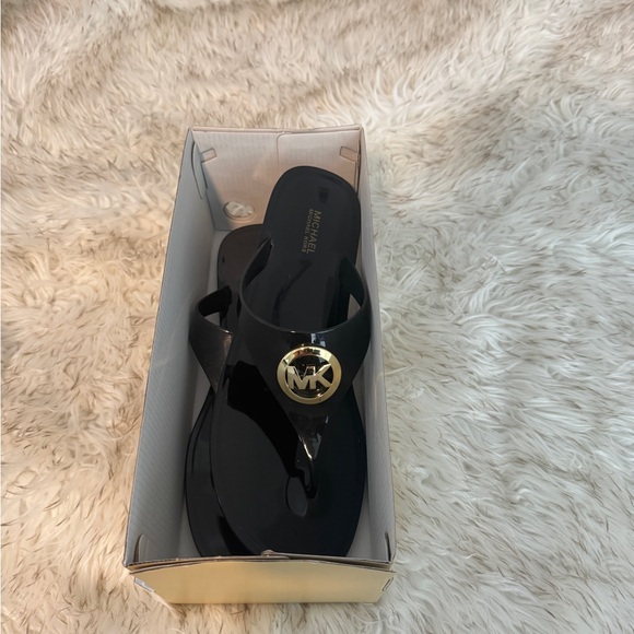 Michael Kors Black and Gold Slide Sandals - Picture 5 of 5